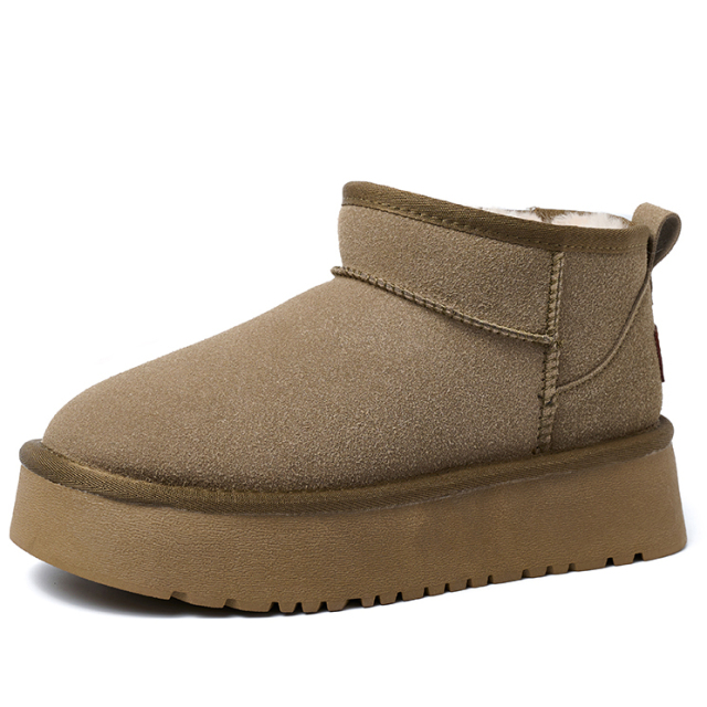 Ankle Flats Platform Ladies Winter Shoes Suede Plush Warm Casual Shoes 2024 Winter New Thick Fashion Shoes Women Snow Boots