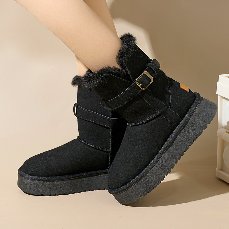 Wholesale New Winter Snow Boots Female Thick Bottom Mid-calf Anti-slip Heightening Warm Cotton Winter Boots