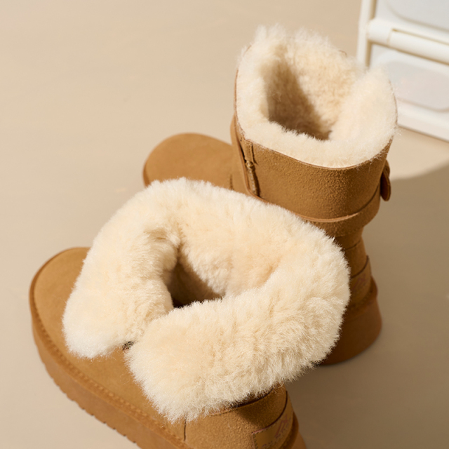 Wholesale New Winter Snow Boots Female Thick Bottom Mid-calf Anti-slip Heightening Warm Cotton Winter Boots