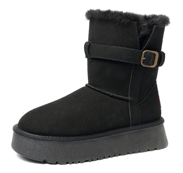 Wholesale New Winter Snow Boots Female Thick Bottom Mid-calf Anti-slip Heightening Warm Cotton Winter Boots