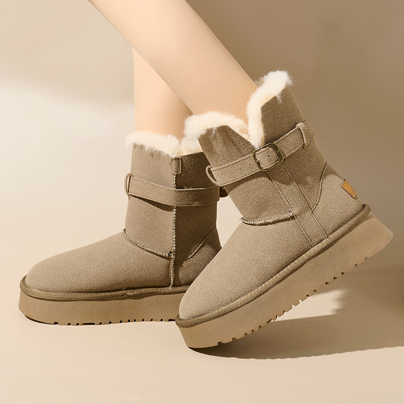 Wholesale New Winter Snow Boots Female Thick Bottom Mid-calf Anti-slip Heightening Warm Cotton Winter Boots
