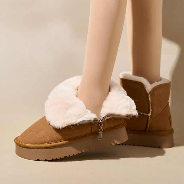 2024 Winter Spot New Thick Bottom Warm Snow Boots Female Side Zipper Casual Padded Cold Cotton Shoes Cotton Boots