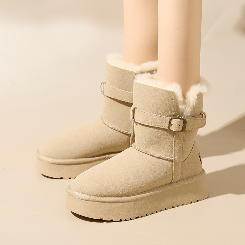Wholesale New Winter Snow Boots Female Thick Bottom Mid-calf Anti-slip Heightening Warm Cotton Winter Boots