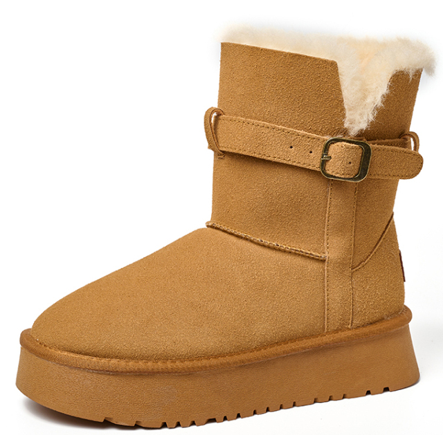 Wholesale New Winter Snow Boots Female Thick Bottom Mid-calf Anti-slip Heightening Warm Cotton Winter Boots
