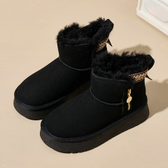 Side Zipper Thick Bottom Heightening Snow Boots Female Ethnic Style Thickened Wool Short Tube Thickened Warm Cotton Padded Shoes