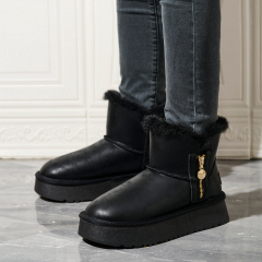 2025 Winter New Year Fashion All-match Snow Boots Women's Short Tube Thick-sole Elevating Wool Warm Cotton Padded Snow Boots