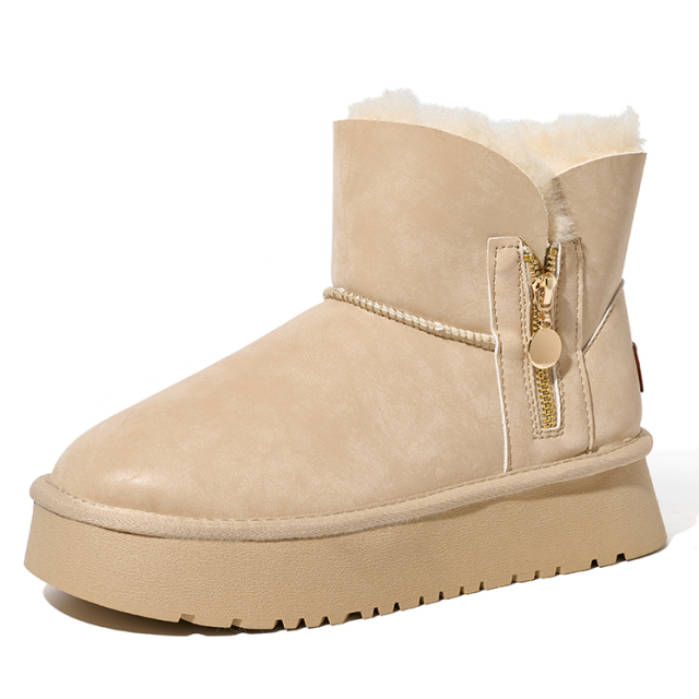 2025 Winter New Year Fashion All-match Snow Boots Women's Short Tube Thick-sole Elevating Wool Warm Cotton Padded Snow Boots