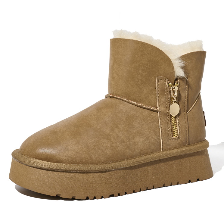 2025 Winter New Year Fashion All-match Snow Boots Women's Short Tube Thick-sole Elevating Wool Warm Cotton Padded Snow Boots