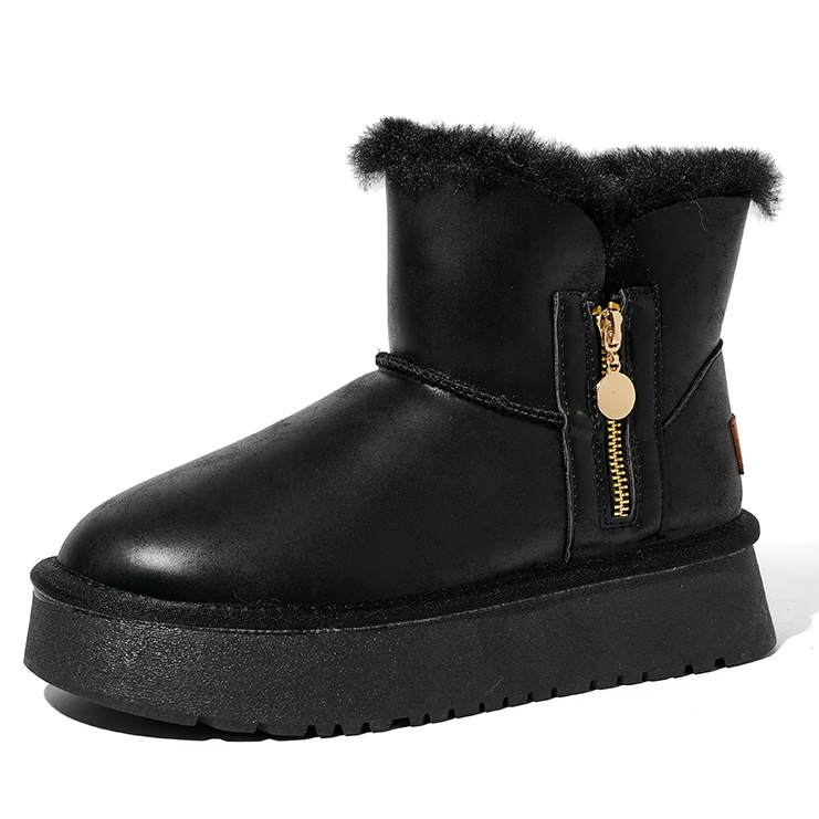 2025 Winter New Year Fashion All-match Snow Boots Women's Short Tube Thick-sole Elevating Wool Warm Cotton Padded Snow Boots