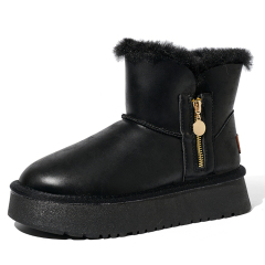 2025 Winter New Year Fashion All-match Snow Boots Women's Short Tube Thick-sole Elevating Wool Warm Cotton Padded Snow Boots
