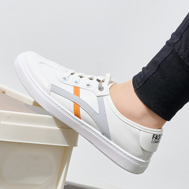 Wholesale Crispy White Sneakers Women's Campus Shoes Breathable Low-top Microfiber Leather Women's Shoes Support Customization