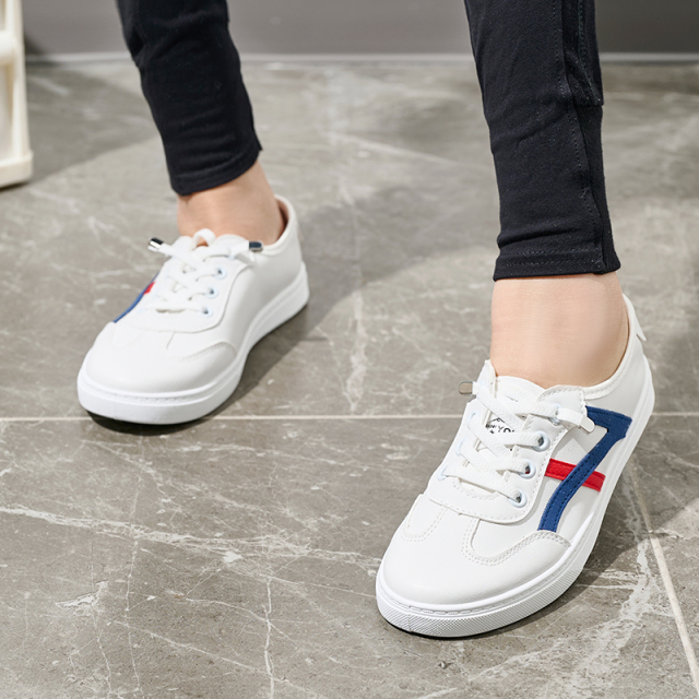 Wholesale Crispy White Sneakers Women's Campus Shoes Breathable Low-top Microfiber Leather Women's Shoes Support Customization