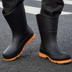 Casual Garden Shoes PVC Non-slip Wear-resistant Walking Boots Comfortable Popular Men's High-top Rain Boots