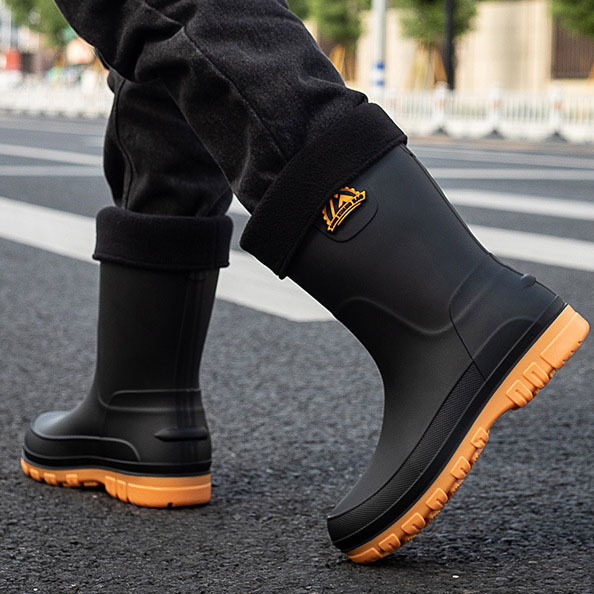 Casual Garden Shoes PVC Non-slip Wear-resistant Walking Boots Comfortable Popular Men's High-top Rain Boots