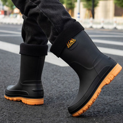Casual Garden Shoes PVC Non-slip Wear-resistant Walking Boots Comfortable Popular Men's High-top Rain Boots
