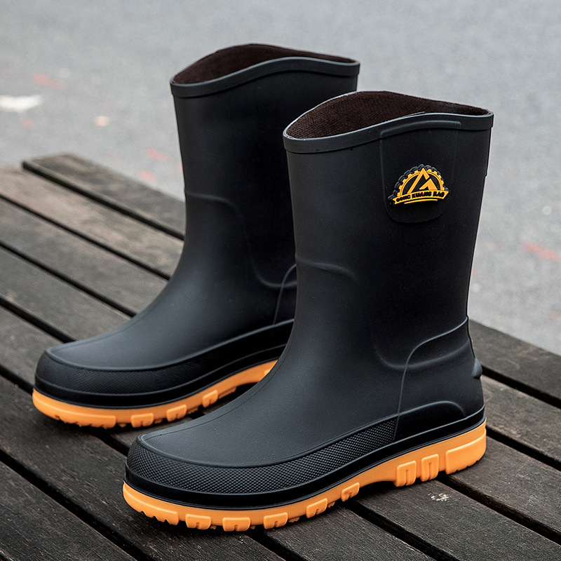 Casual Garden Shoes PVC Non-slip Wear-resistant Walking Boots Comfortable Popular Men's High-top Rain Boots