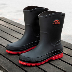 Casual Garden Shoes PVC Non-slip Wear-resistant Walking Boots Comfortable Popular Men's High-top Rain Boots