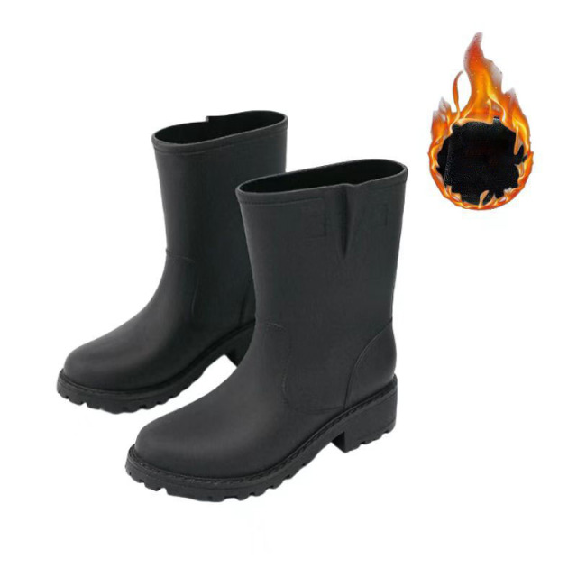 Korean Version of Light Boots Non-slip Waterproof Garden Work Walking Women Warm High Top Rain Boots