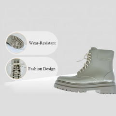 Fashion Lightweight Rain Boots With LACES Non-slip Waterproof Walking Garden Women's Warm Mid-low Top Rain Boots