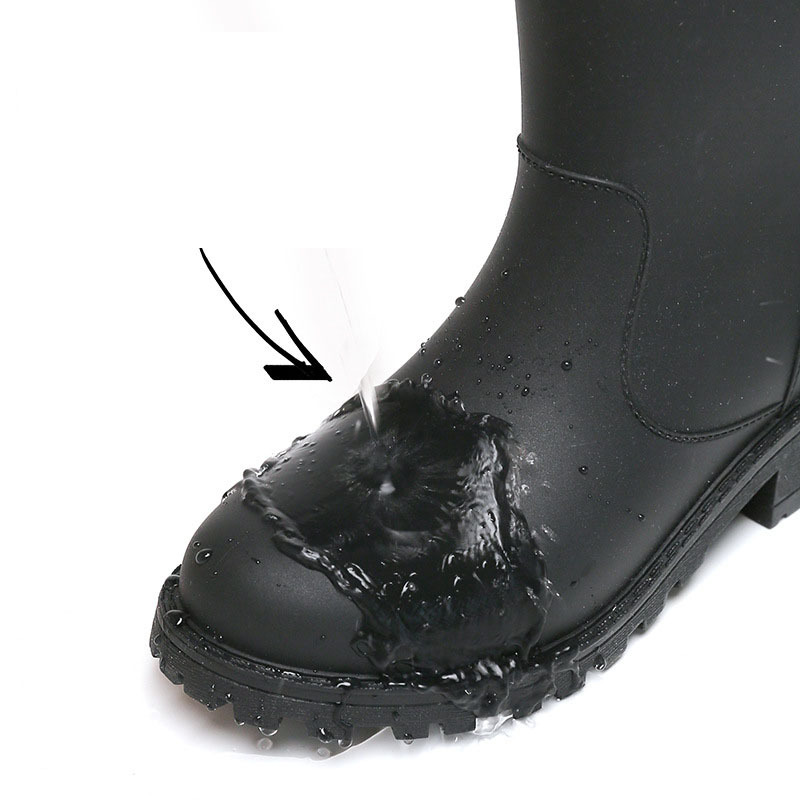 Korean Version of Light Boots Non-slip Waterproof Garden Work Walking Women Warm High Top Rain Boots