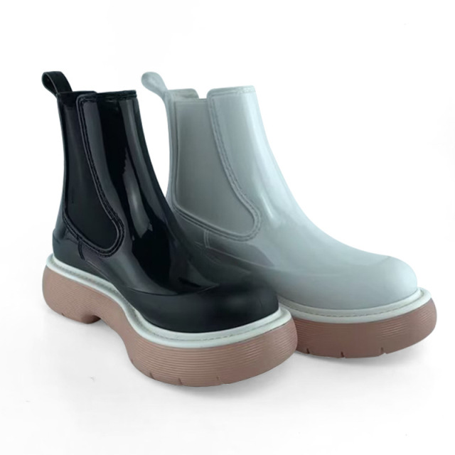 Women's Casual Thick-soled Boots Non-slip Waterproof Walking Women's Warm Mid-top Rain Boots