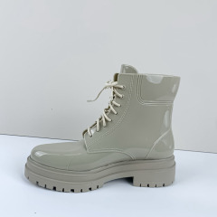 Fashion Lightweight Rain Boots With LACES Non-slip Waterproof Walking Garden Women's Warm Mid-low Top Rain Boots