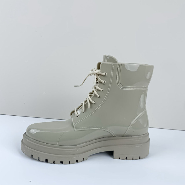 Fashion Lightweight Rain Boots With LACES Non-slip Waterproof Walking Garden Women's Warm Mid-low Top Rain Boots