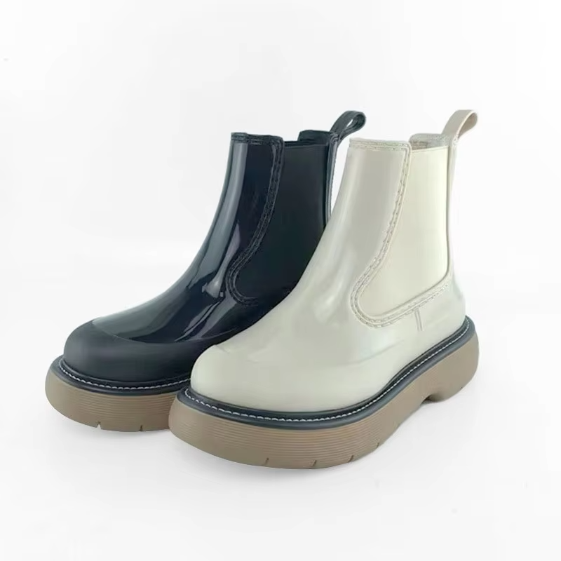 Women's Casual Thick-soled Boots Non-slip Waterproof Walking Women's Warm Mid-top Rain Boots