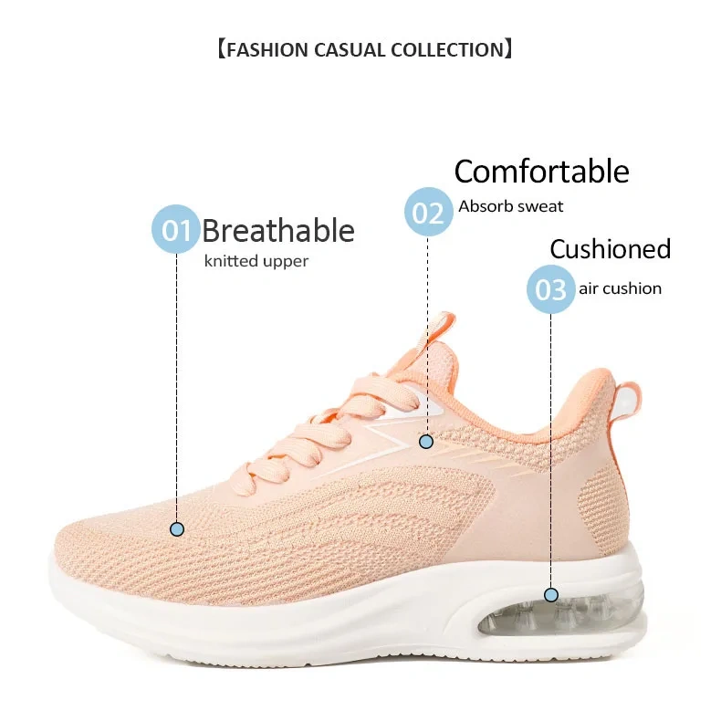 Bairuilun 2025 Spring Air-Cushioned Running Shoes Breathable Knit Design for Women & Couples Wholesale Lightweight Sneakers