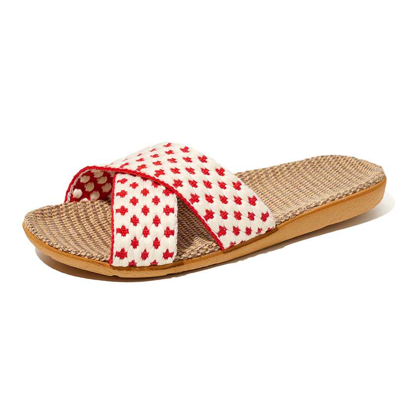 New Spring Light Weight Breathable House Couples Flax Linen Slippers Custom Slides Linen Slippers for Women