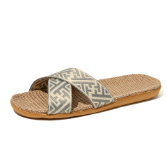 New Spring Light Weight Breathable House Couples Flax Linen Slippers Custom Slides Linen Slippers for Women