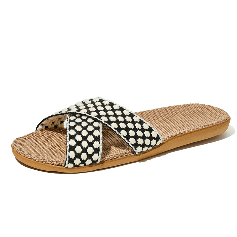New Spring Light Weight Breathable House Couples Flax Linen Slippers Custom Slides Linen Slippers for Women