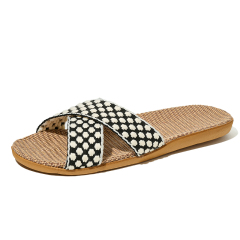New Spring Light Weight Breathable House Couples Flax Linen Slippers Custom Slides Linen Slippers for Women