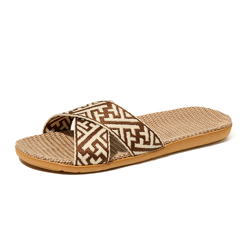 New Spring Light Weight Breathable House Couples Flax Linen Slippers Custom Slides Linen Slippers for Women