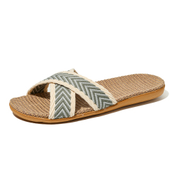 New Spring Light Weight Breathable House Couples Flax Linen Slippers Custom Slides Linen Slippers for Women