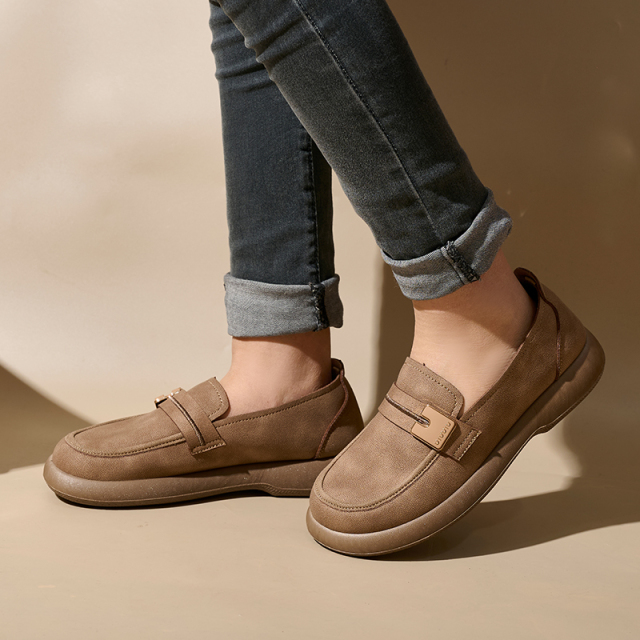 Custom Womens Loafers Slip-On Flat Penny Loafers for Women Fashion Comfortable Womens PU Casual Shoes