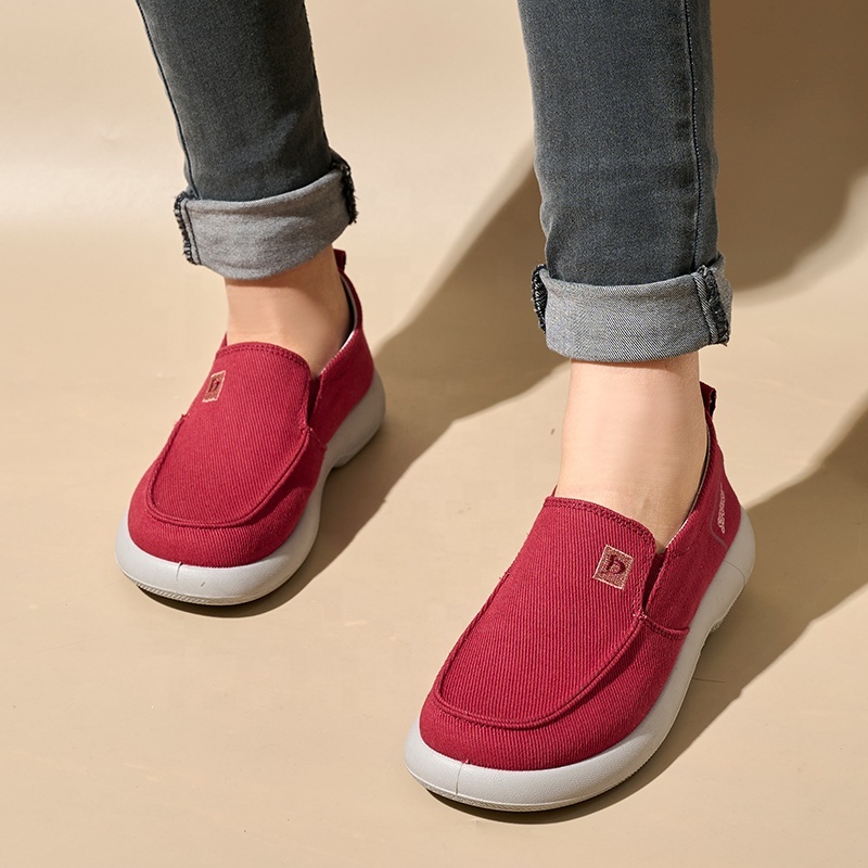 Wholesale Women New Trend Breathable Retro Canvas Shoes Fashion Chunky Platform Summer Spring Canvas Upper Loafer Shoes