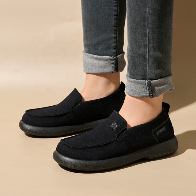 Wholesale Women New Trend Breathable Retro Canvas Shoes Fashion Chunky Platform Summer Spring Canvas Upper Loafer Shoes