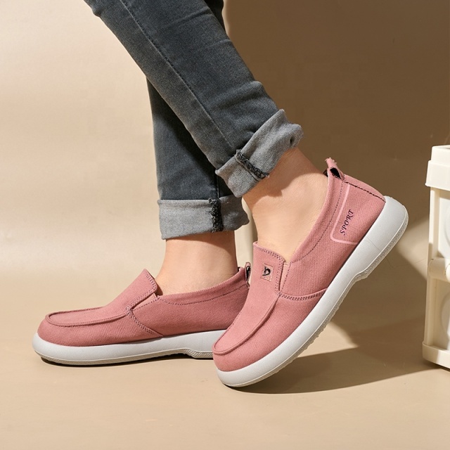 Wholesale Women New Trend Breathable Retro Canvas Shoes Fashion Chunky Platform Summer Spring Canvas Upper Loafer Shoes