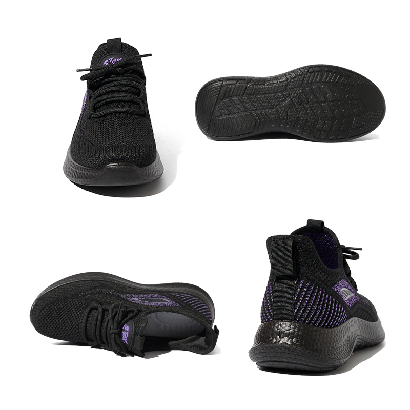 Bairuilun Wholesale Custom Large Size Women Elastic Knitted Sports Shoes 35-44 Unisex Non-slip Casual Shoes Walking Shoes