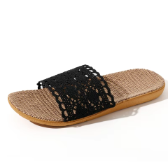Wholesale Breathable Lightweight Summer Slippers Comfortable Natural Fiber Minimalist Linen Slippers Open-toe Sweat Absorbing