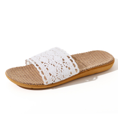 Wholesale Breathable Lightweight Summer Slippers Comfortable Natural Fiber Minimalist Linen Slippers Open-toe Sweat Absorbing