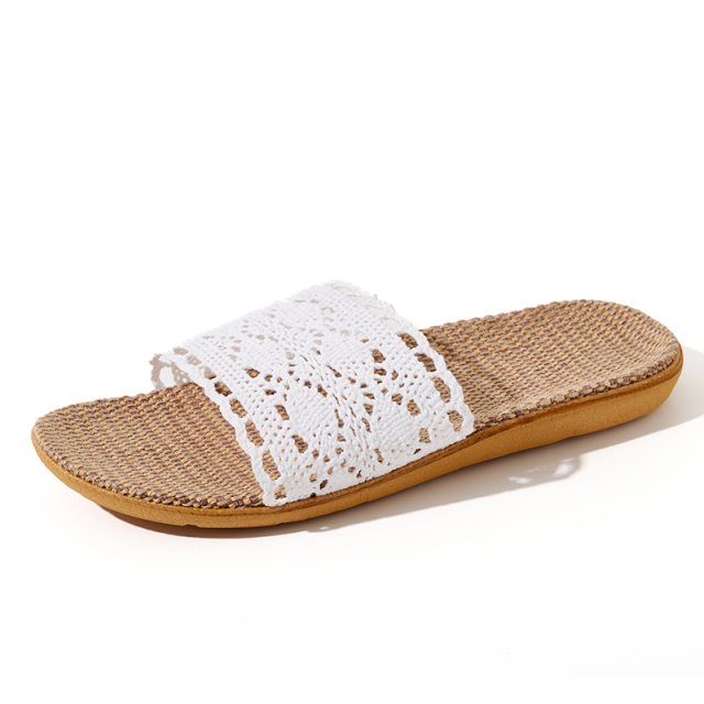Wholesale Breathable Lightweight Summer Slippers Comfortable Natural Fiber Minimalist Linen Slippers Open-toe Sweat Absorbing