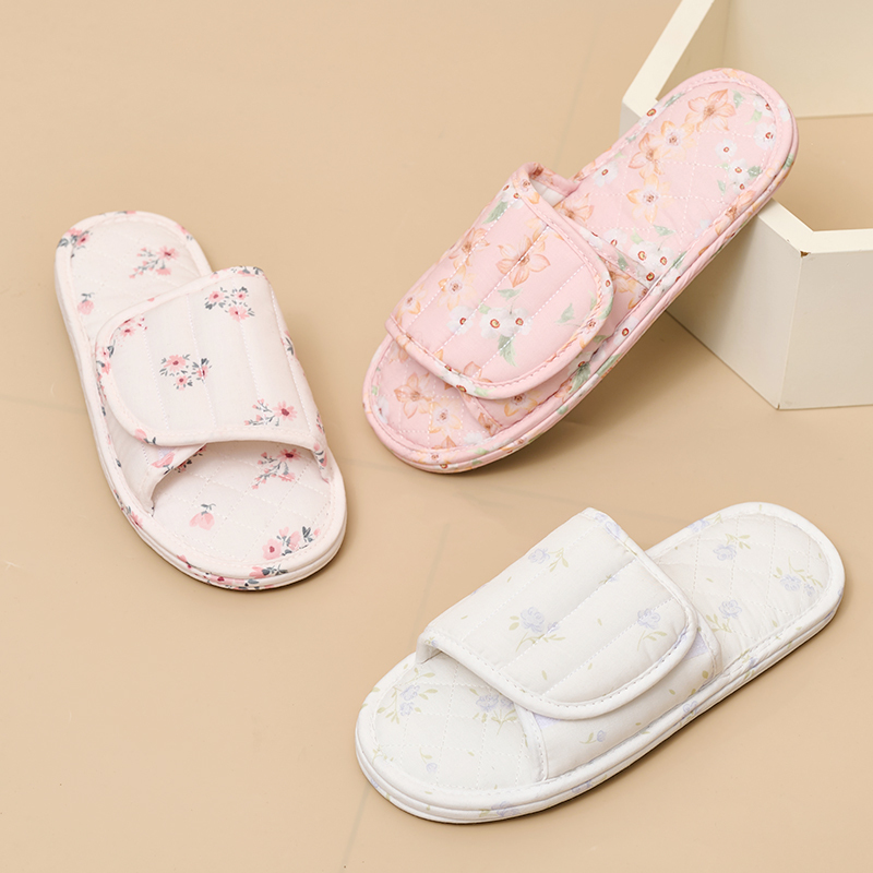 Ultralight Soft Indoor Open Toe Machine Washable Cotton Fabric Slippers Absorb Sweat Cloth Bottom House Slippers Wholesale