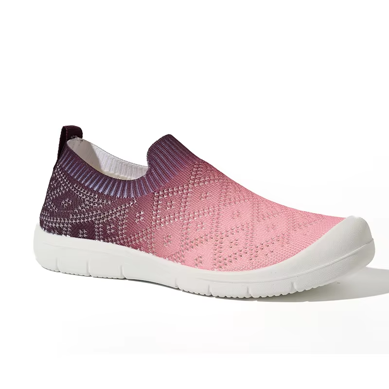 Wholesale 2025 Summer Breathable Mesh Shoes Gym to Office Fashion Slip-on Knit Sneakers Gradient Knit Slip-On Women Shoes