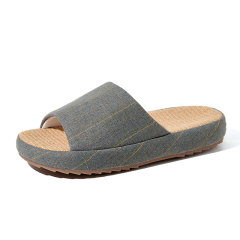 Hot Sale Thick Sole Soft Healthy Linen Slipper for Couples Wholesale Bedroom Anti-slip Couple Linen Slides Slippers