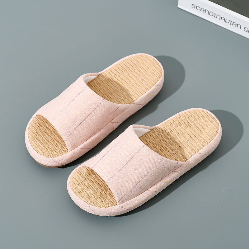 Hot Sale Thick Sole Soft Healthy Linen Slipper for Couples Wholesale Bedroom Anti-slip Couple Linen Slides Slippers