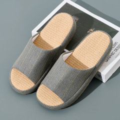 Hot Sale Thick Sole Soft Healthy Linen Slipper for Couples Wholesale Bedroom Anti-slip Couple Linen Slides Slippers