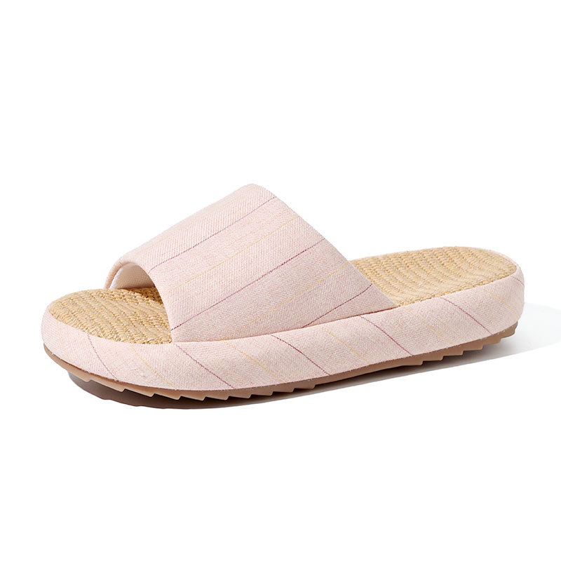 Hot Sale Thick Sole Soft Healthy Linen Slipper for Couples Wholesale Bedroom Anti-slip Couple Linen Slides Slippers