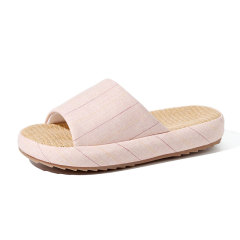 Hot Sale Thick Sole Soft Healthy Linen Slipper for Couples Wholesale Bedroom Anti-slip Couple Linen Slides Slippers